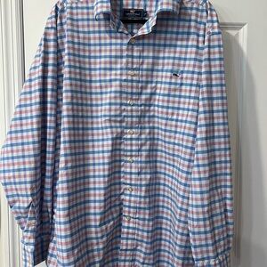 Vineyard Vines Blue and Pink Checkered Men's Shirt